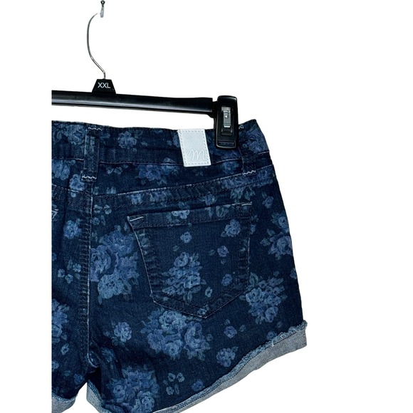 Maurices Womens Shorts Floral Stretch Denim Cotton Blend Cuff Raw Hem Blue 5/6 - Picture 7 of 8